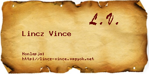 Lincz Vince névjegykártya